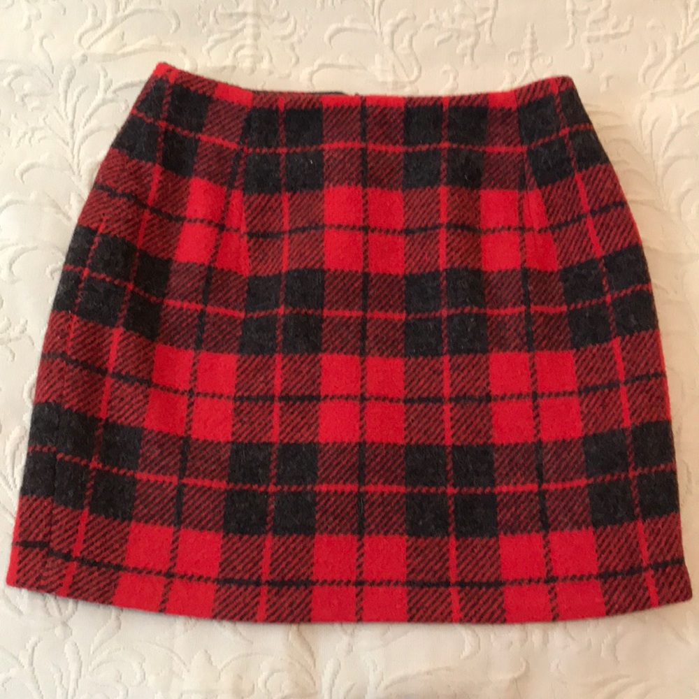 The Limited Wool Red Plaid Skirt Size 4